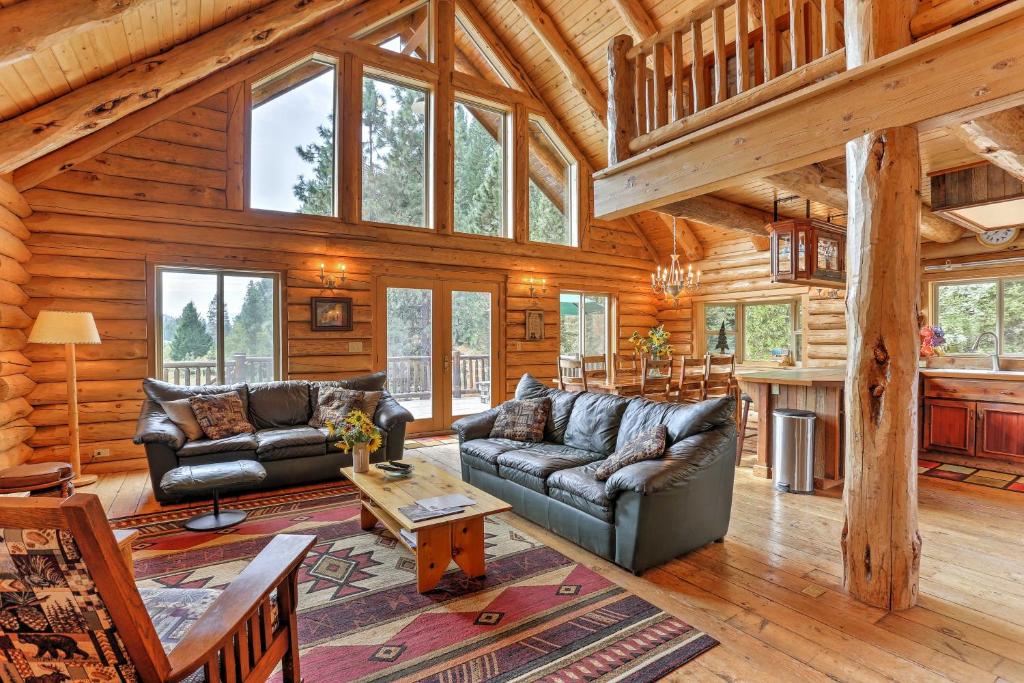 Log Home on 40 Private Acres By Mt Shasta Ski Park